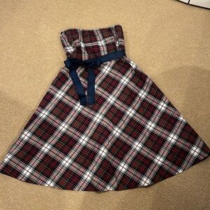 Tommy Hilfiger Strapless Plaid Tartan Dress